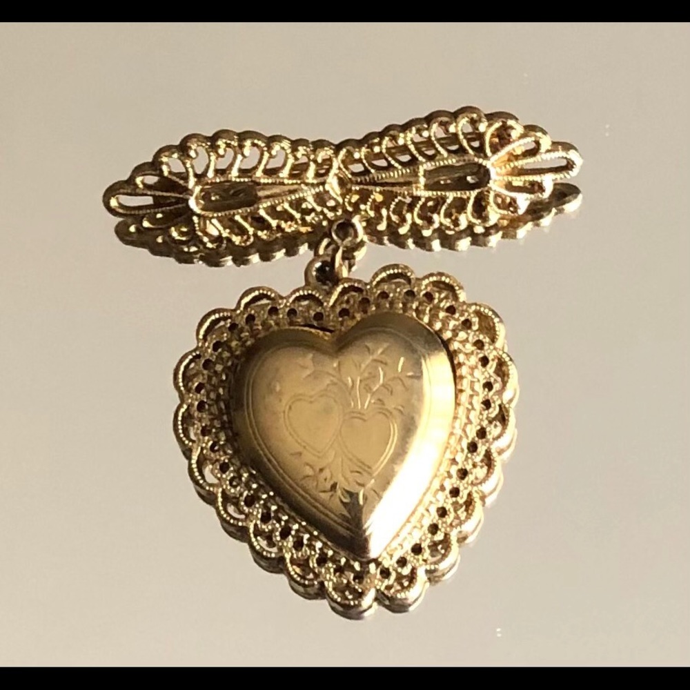 Vintage beautiful heart Locket Pic Frame  brooch. BO2 - Picture 4 of 5